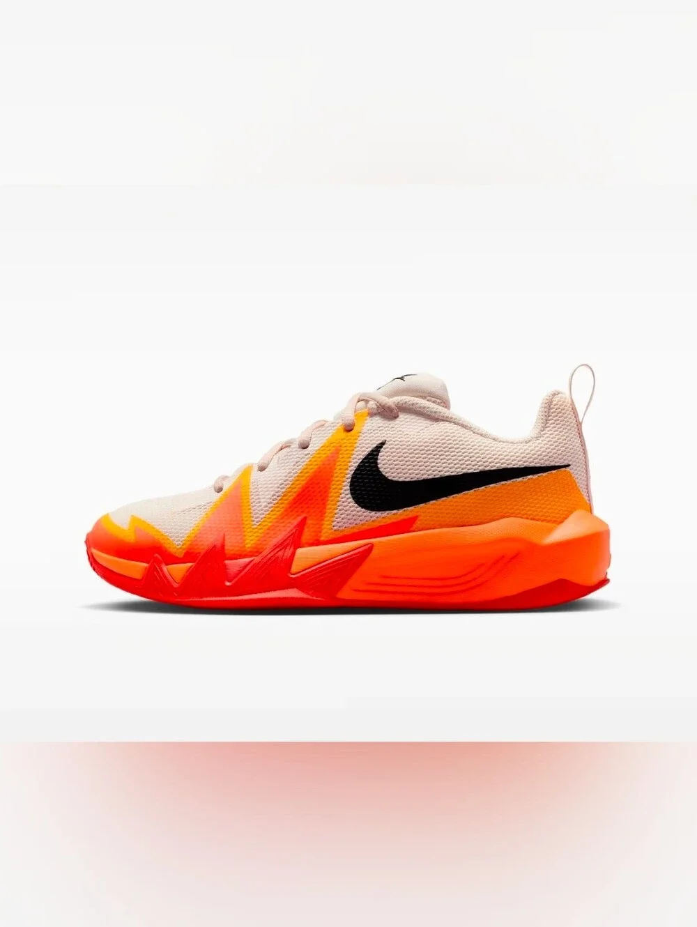 Nike Men's White Sneakers with Red & Orange Lightning Accents